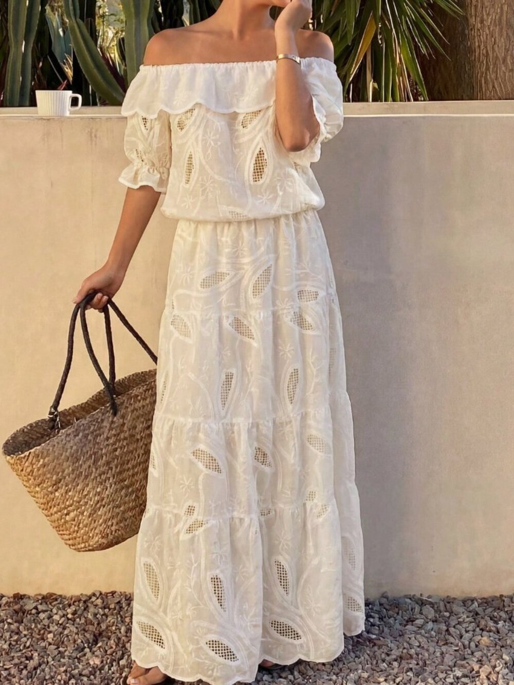 Yellow Casual Women's Off-Shoulder Loose Skirt Set - Picture 2 of 4
